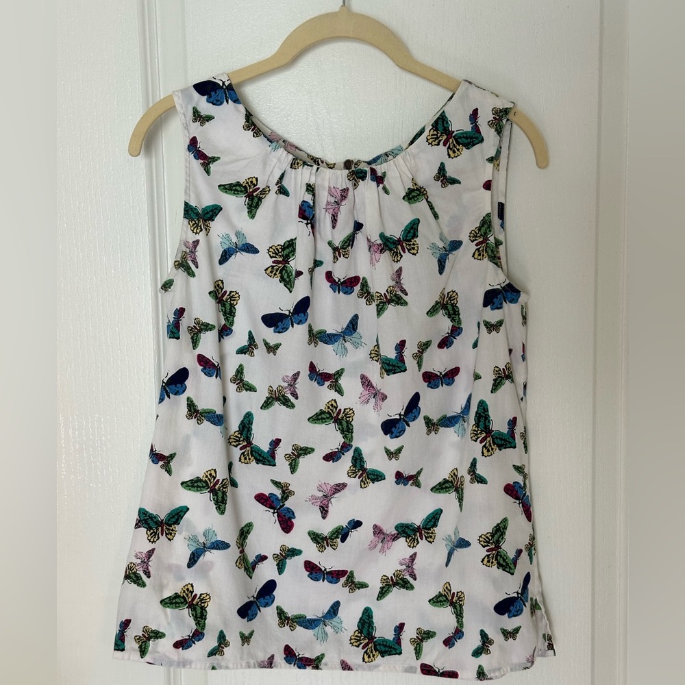 Talbots Sleeveless Butterfly Print Top Size Small